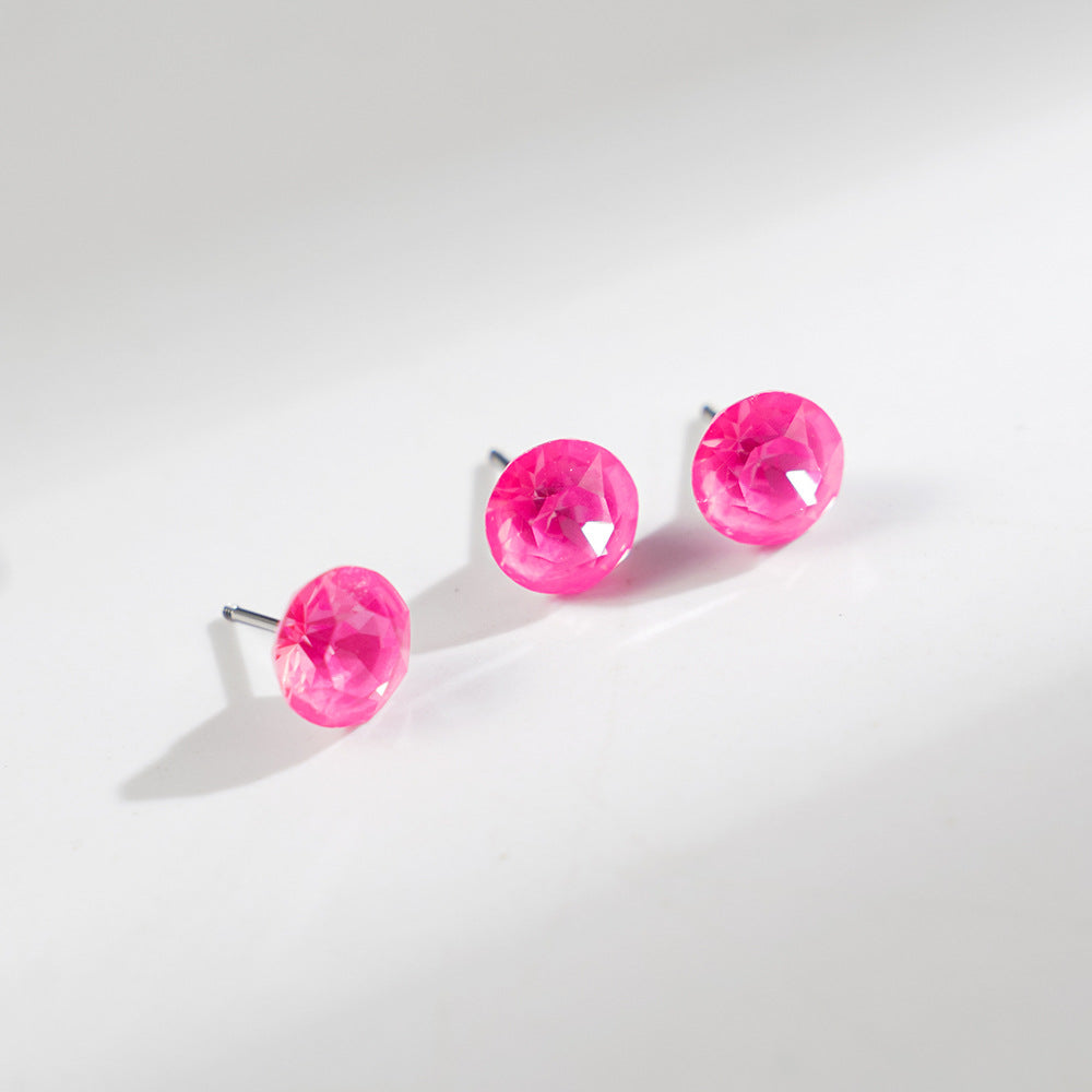 8mm Sparkling Synthetic Crystal Screw Back Titanium Stud Earrings