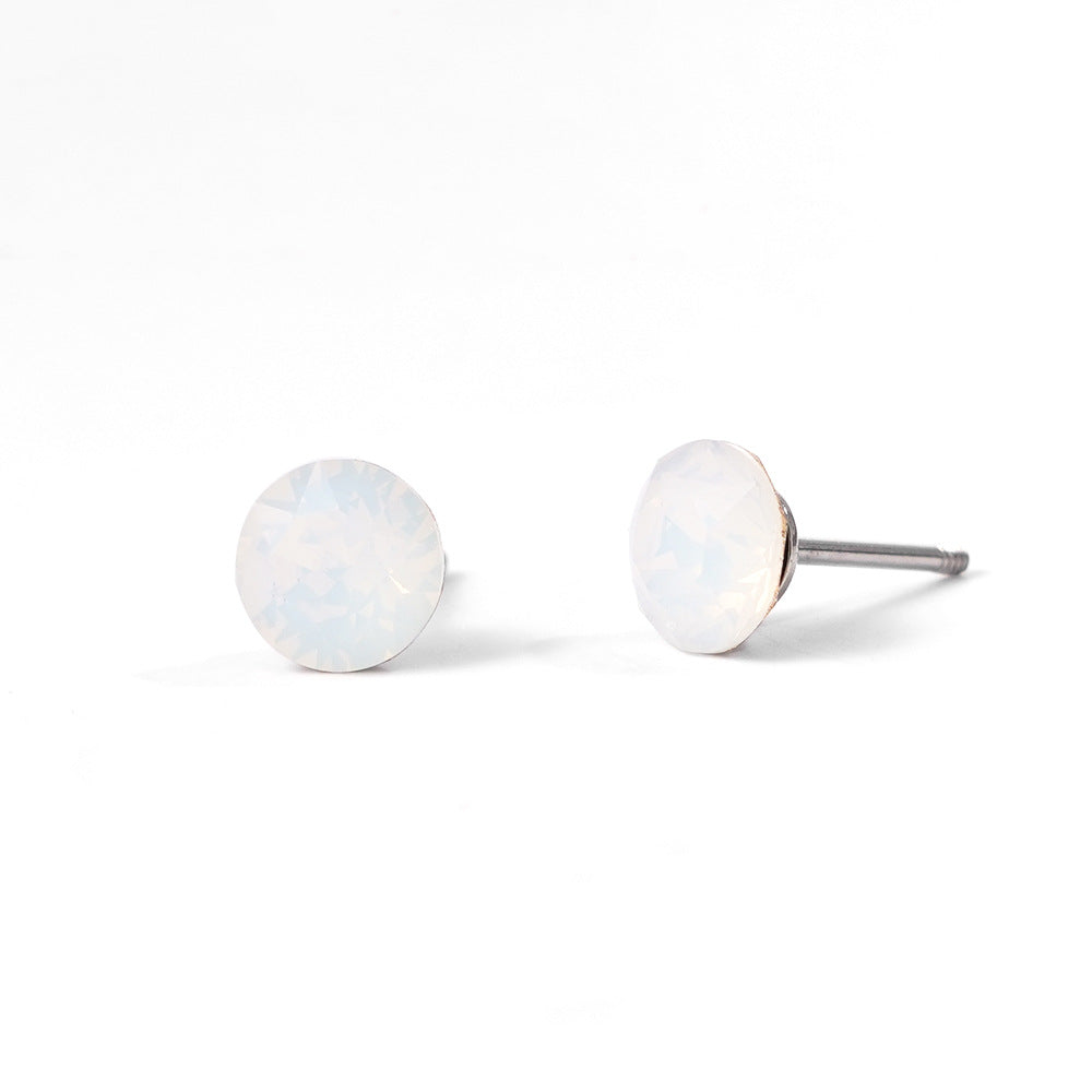 6mm Sparkling Synthetic Crystal Screw Back Titanium Stud Earrings