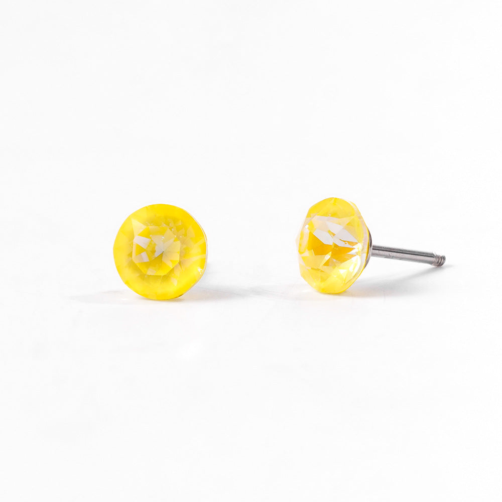 6mm Sparkling Synthetic Crystal Screw Back Titanium Stud Earrings