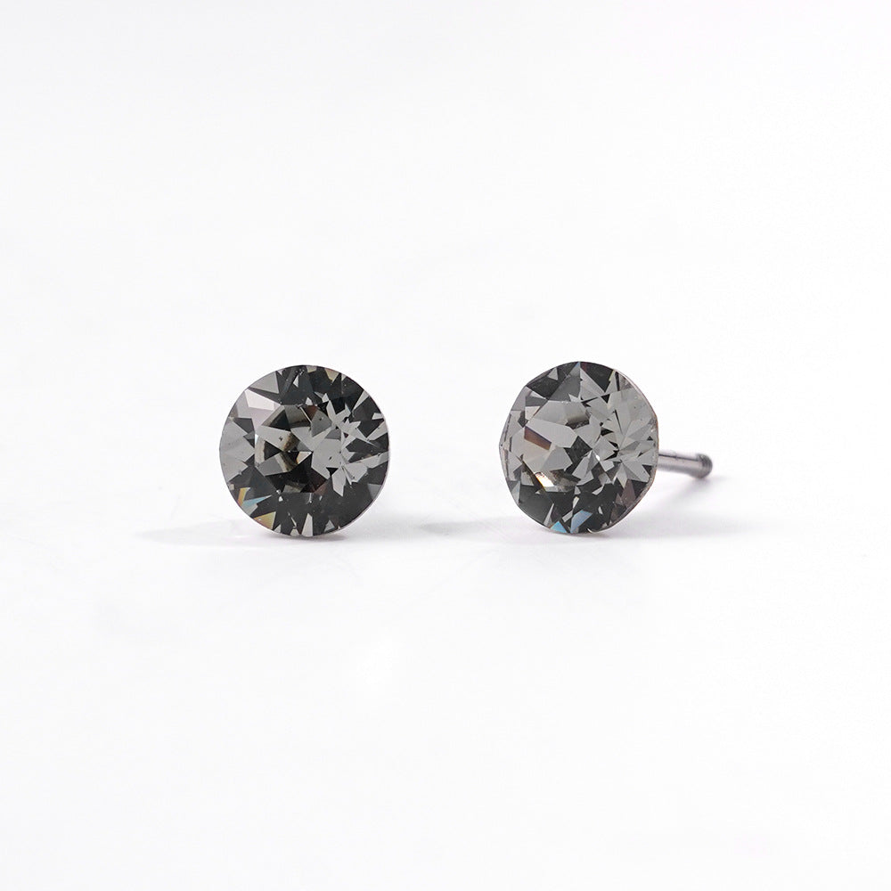 6mm Sparkling Synthetic Crystal Screw Back Titanium Stud Earrings