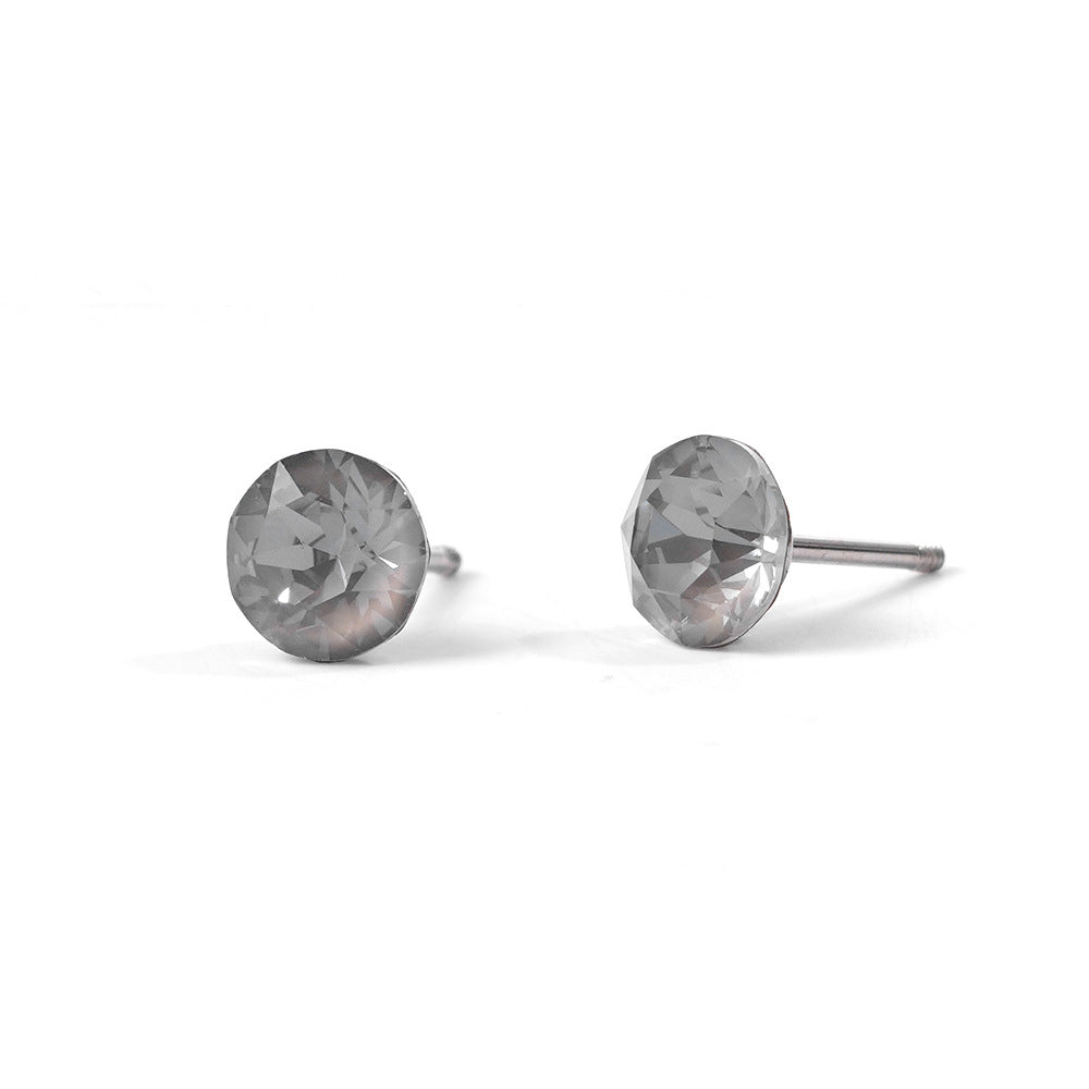 6mm Sparkling Synthetic Crystal Screw Back Titanium Stud Earrings