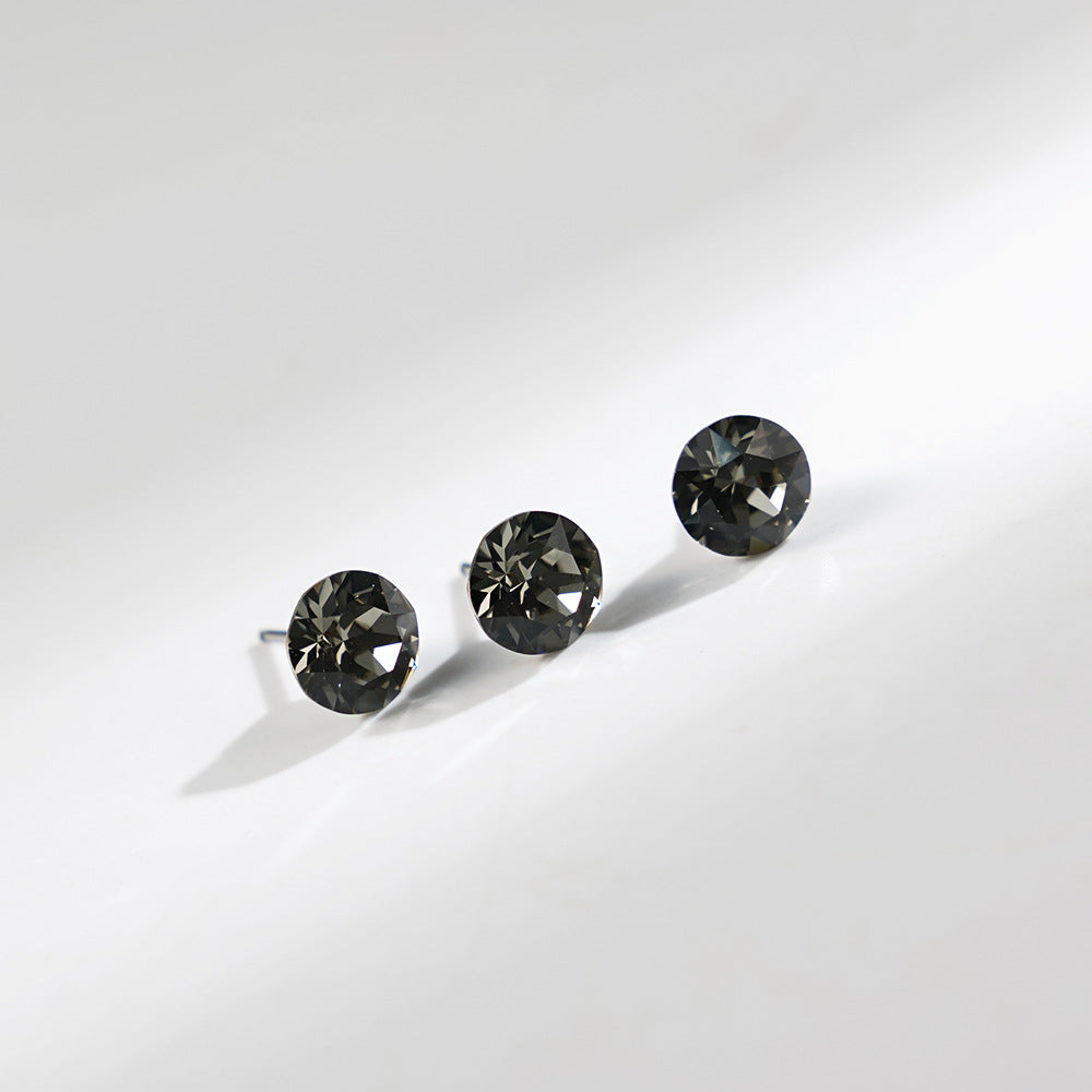 8mm Sparkling Synthetic Crystal Screw Back Titanium Stud Earrings