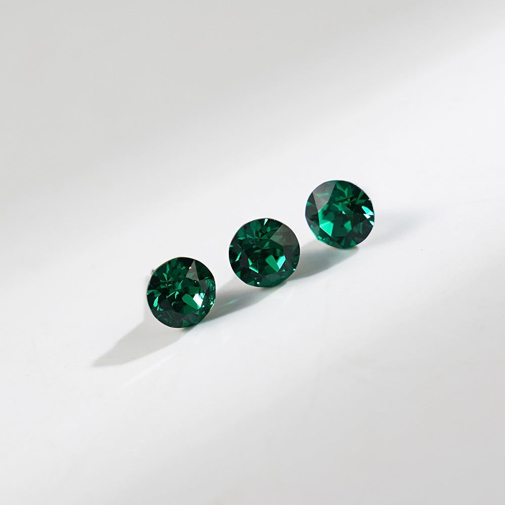 8mm Sparkling Synthetic Crystal Screw Back Titanium Stud Earrings