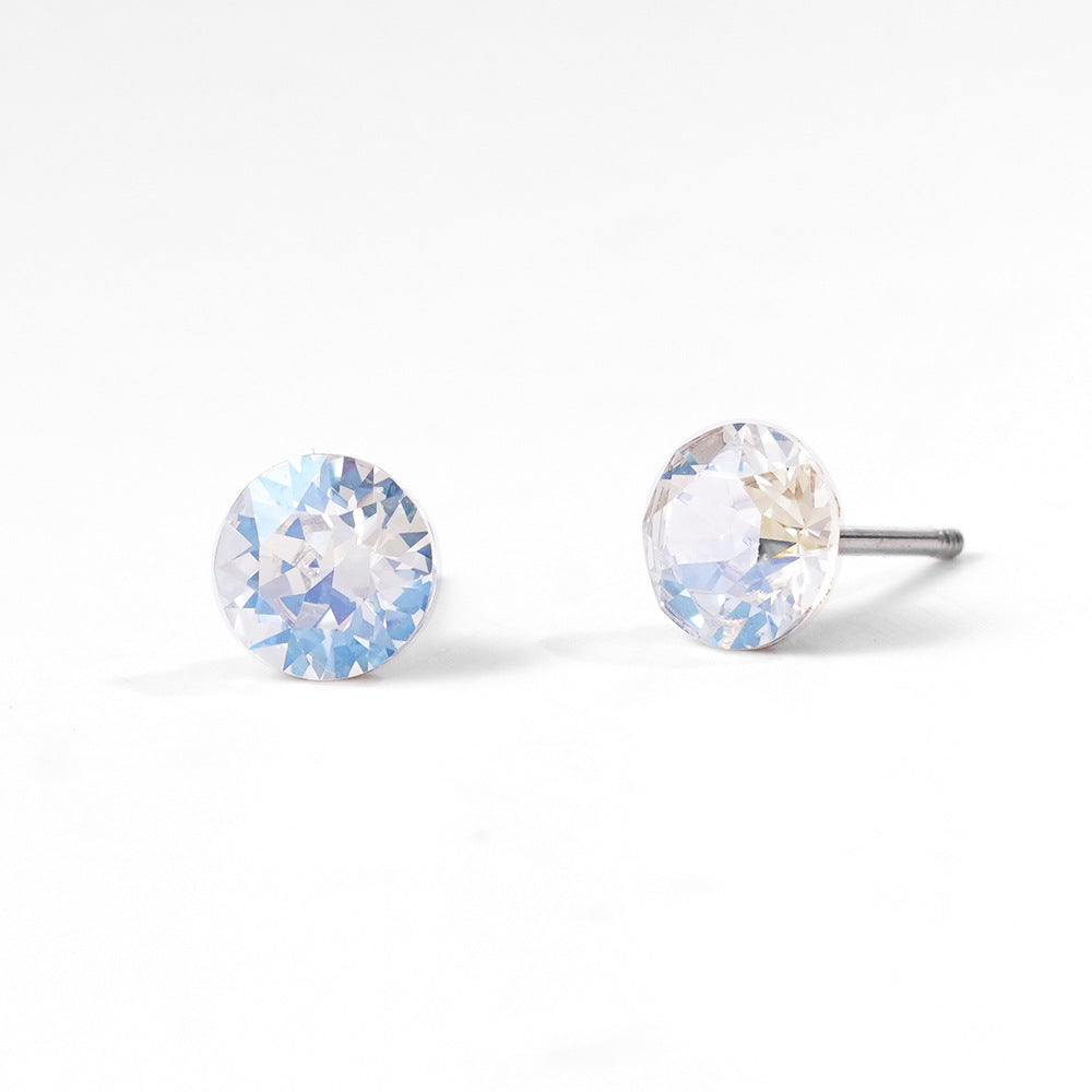 6mm Sparkling Synthetic Crystal Screw Back Titanium Stud Earrings