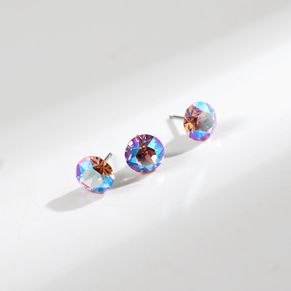 8mm Sparkling Synthetic Crystal Screw Back Titanium Stud Earrings
