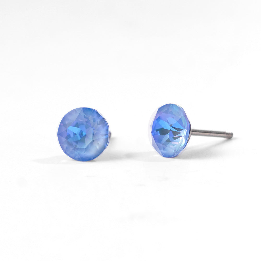6mm Sparkling Synthetic Crystal Screw Back Titanium Stud Earrings