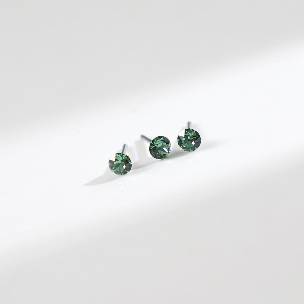 4mm Sparkling Synthetic Crystal Screw Back Titanium Stud Earrings