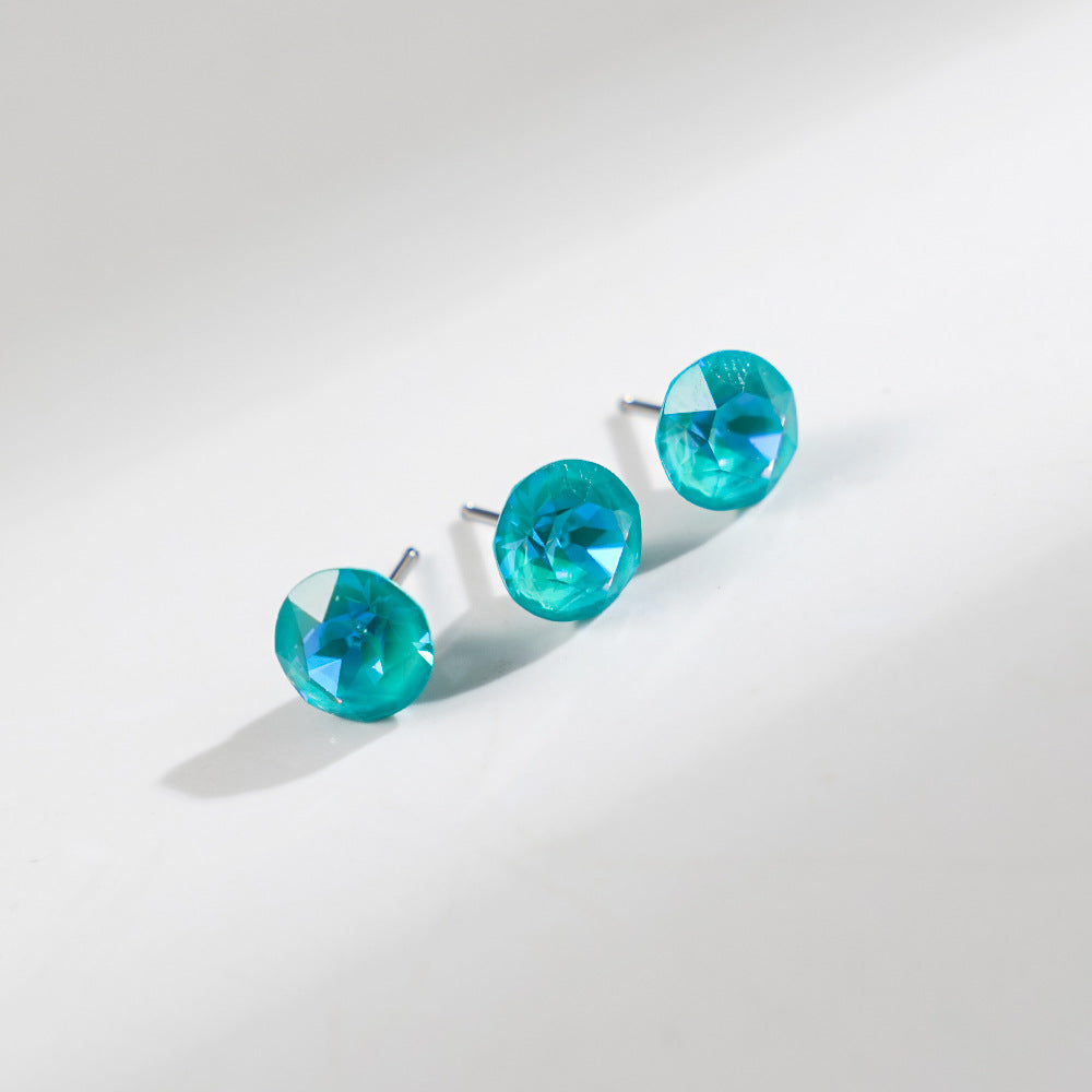 8mm Sparkling Synthetic Crystal Screw Back Titanium Stud Earrings