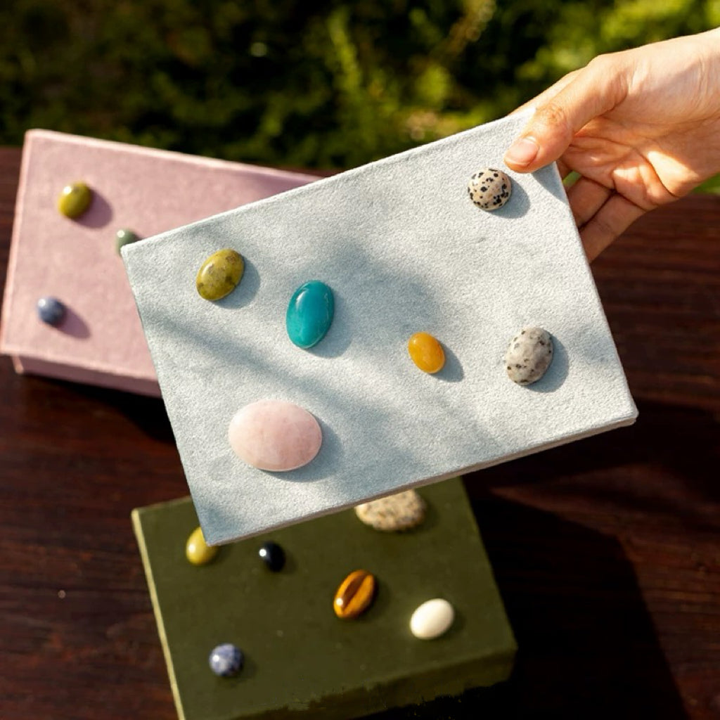 Earth Stone Adorned Jewelry Case - Premium Velvet Storage