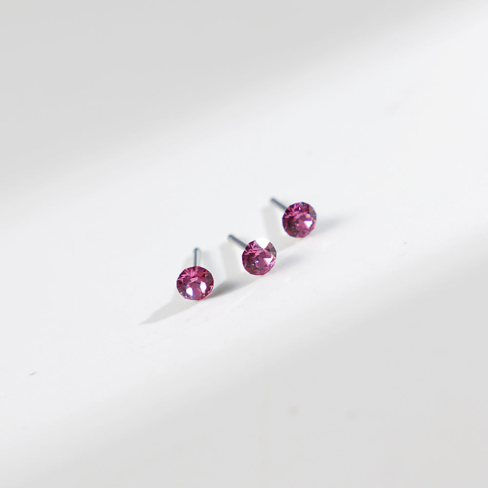 4mm Sparkling Synthetic Crystal Screw Back Titanium Stud Earrings