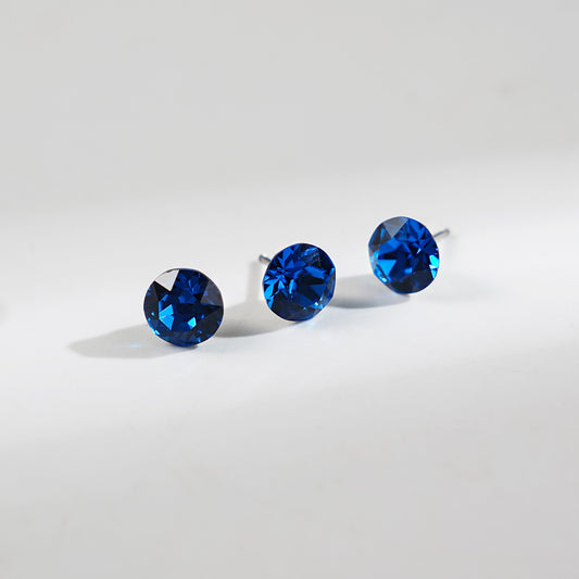 8mm Sparkling Synthetic Crystal Screw Back Titanium Stud Earrings